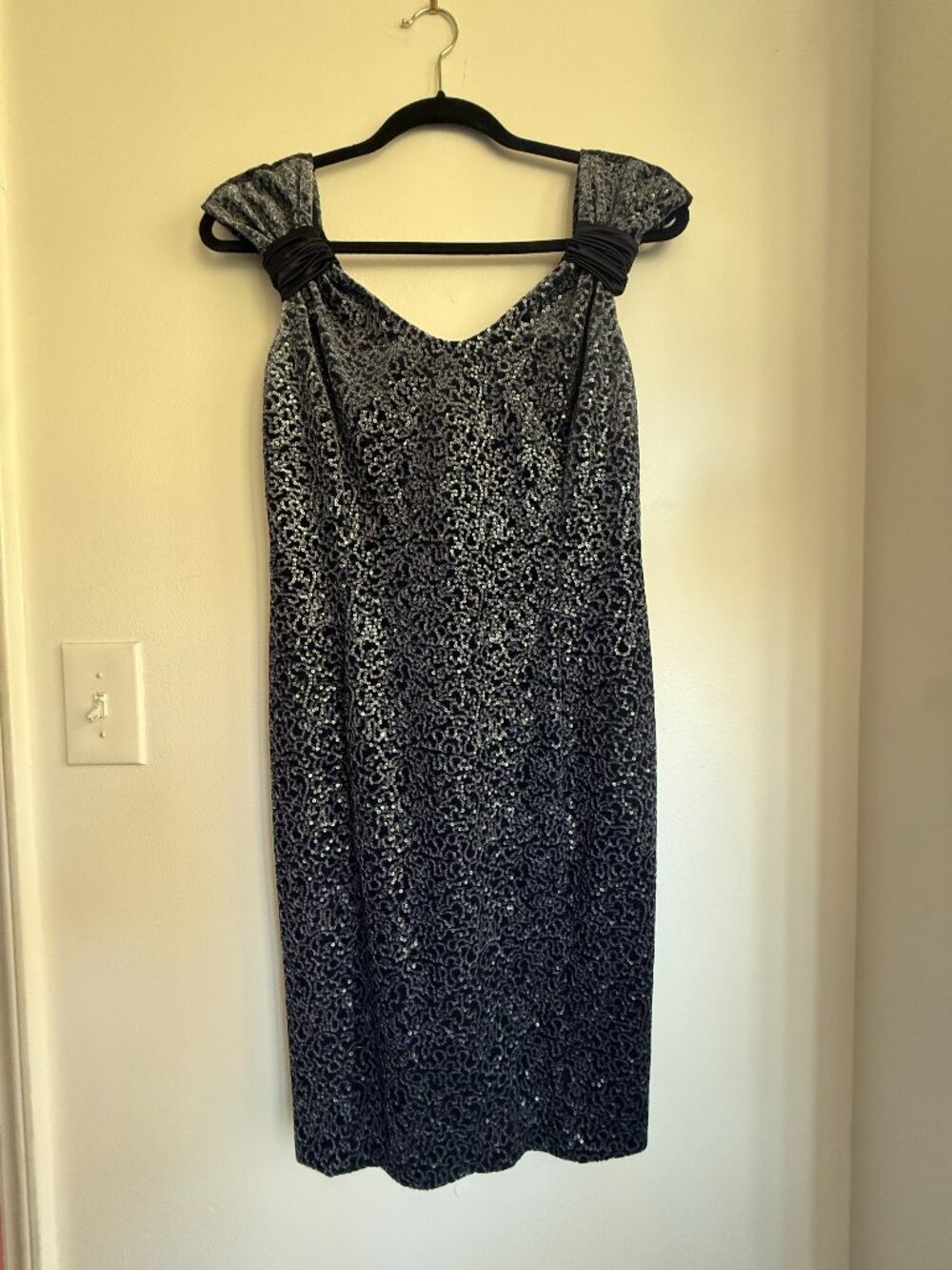 Armani Blue Sequin Dress Sz 8 Designer Glamour Cocktail Evening